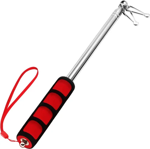 Vista 9 de ANLEY - Mástiles telescópicos portátiles de mano de 4 pies, bastón portátil con clips, acero inoxidable ligero extensible con agarre antideslizante