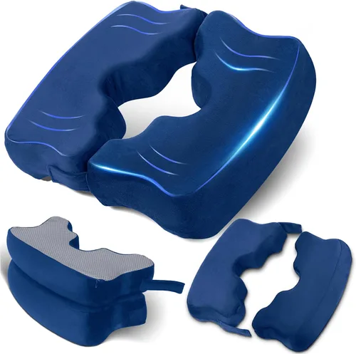 Vista 10 de SAHEYER Cojines para dolor de cama para glúteos, almohada de espuma viscoelástica para alivio de presión de hemorroides con orificio central y corte