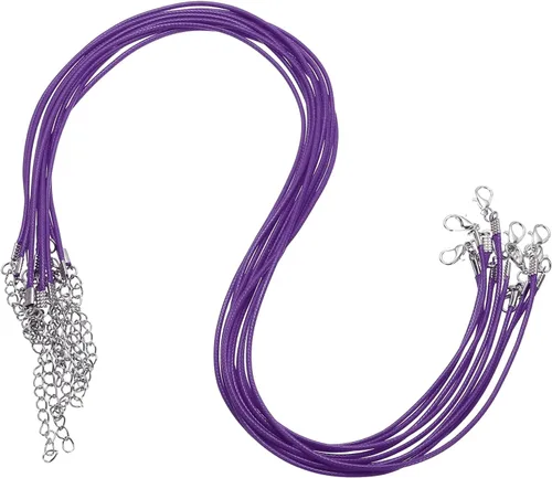 Vista 108 de MECCANIXITY 10 cordones de collar encerado de 18 pulgadas, cadena de collar a granel con cierre de 0.059 in de cuerda de cuero encerado para hacer