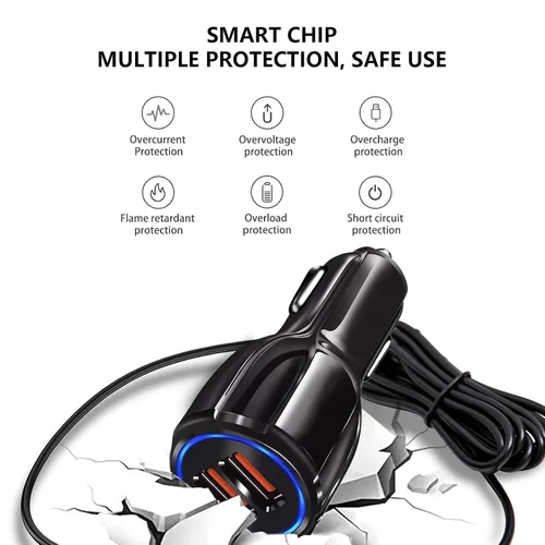 Vista 6 de Cargador USB rápido para automóvil tipo C, adaptador de 30 W para Moto G Power 2025/G Stylus/G Play/G Pure,Edge, Motorola One 5G Ace/Razr, cable