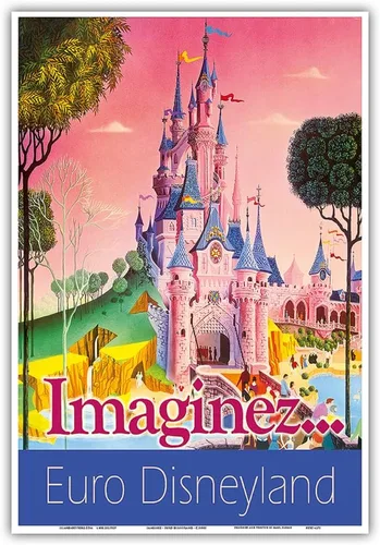 Vista 10 de Euro Disneyland - Paris France - Imaginez (Imagine) - Póster de viaje vintage c.1990s - Impresión artística maestra (sin marco) de 6 x 9 pulgadas