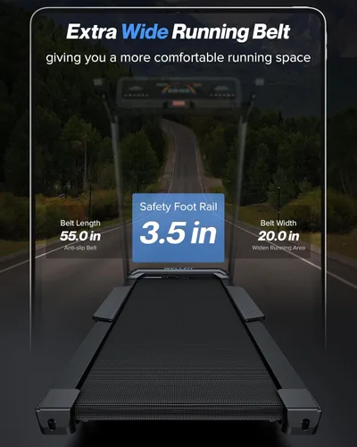 Vista 5 de WELLFIT - Cinta de correr inclinada automática, 15% de inclinación resistente, para el hogar 4.5HP, 10 MPH, 500 lbs Capacity, 20'' x 55'' Running