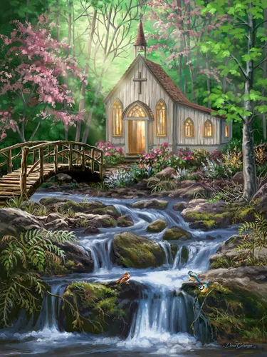 Vista 9 de Springbok Mountain View Chapel - Rompecabezas de 500 piezas para adultos Piezas de corte únicas, fabricadas en Estados Unidos