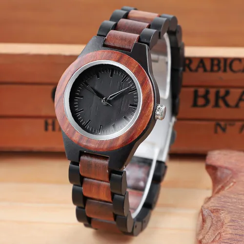 Vista 28 de Dentily Relojes de madera natural para mujer, reloj de cuarzo hecho a mano, reloj de pulsera único deportivo para mujer