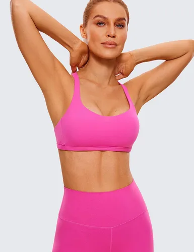 Vista 2 de CRZ YOGA Brasier deportivo de mujer con sensación de desnudo, espalda cruzada, con tirantes, acolchado, soporte medio, inalámbrico, para gimnasio