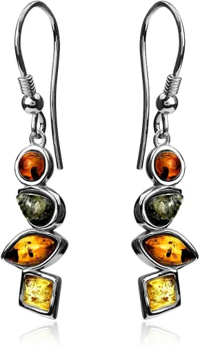 Vista 5 de Multicolor ámbar Plata de ley Collar con Colgante arete Set Cadena 18