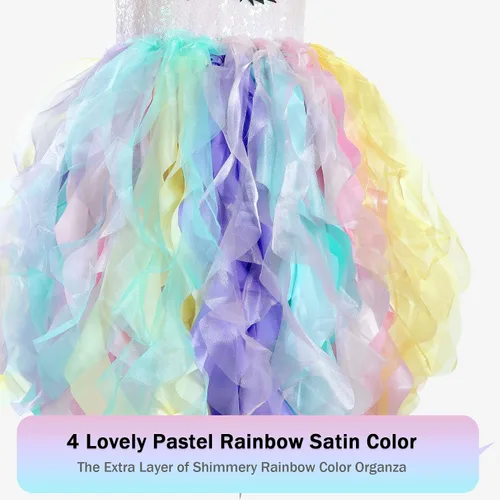 Vista 3 de netbros 3-8Y Unicorn Dresses for Little Girls Rainbow Unicorn Costume for Halloween Birthday Party