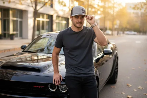 Vista 2 de Dodge SRT Hellcat Redeye Snapback Trucker Sombrero para Hombre Gris