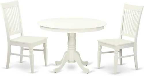 Vista 7 de East West Furniture HLWE3-BCH-W Juego de comedor, 3 piezas