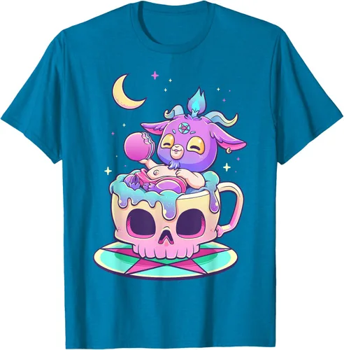 Vista 61 de Kawaii Pastel Goth Cute espeluznante Pentáculo Baphomet - Camiseta de cabra, Negro