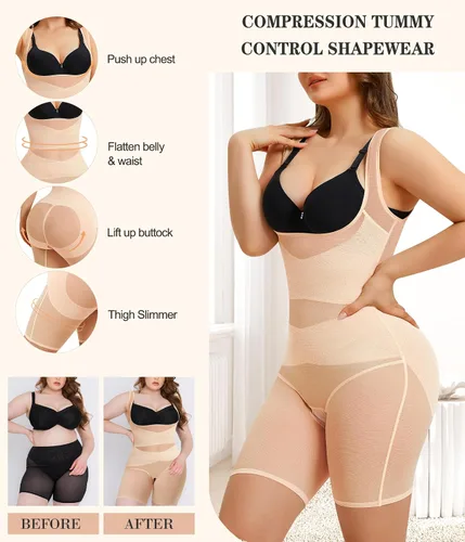 Vista 4 de Irisnaya Faja Faja Shapewear Body con control de abdomen, sin costuras, moldeador de cuerpo de alta cintura, levantador de glúteos, pantalones