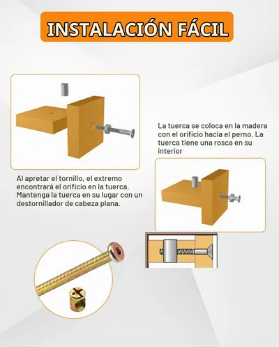 Vista 5 de Kit de Reemplazo de Tornillos y Accesorios para Cunas - Juego de 20 Pernos para Marco de Cama Infantil y Tuercas de Barril, Tornillos de Cabeza