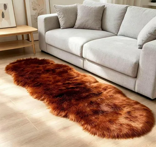 Vista 40 de Alfombra de piel sintética de 2 x 6 pies, color beige, lavable a máquina, súper suave, esponjosa, alfombra de piel de oveja mullida para dormitorio