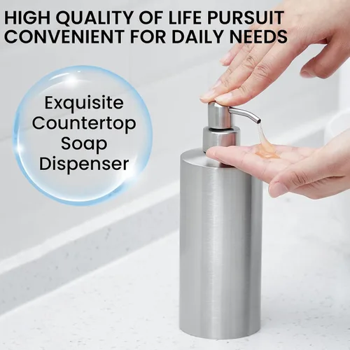 Vista 6 de Dispensador de jabón grande de acero inoxidable de 18.6 oz / 550 ml