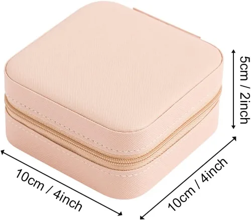 Vista 2 de Joyero pequeño, mini joyero de viaje, organizador de joyas de viaje, organizador de viaje, estuche de almacenamiento con espejo para anillos