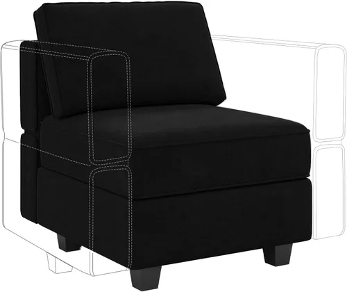 Vista 37 de Belffin - Sofá modular de terciopelo con asientos de almacenamiento, sofá de 3 plazas para sala de estar, color negro