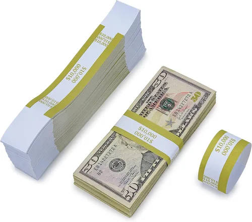 Vista 3 de L LIKED Paquete de 500 correas de moneda autosellantes para billetes de dinero (oro $10000-500 PCS)