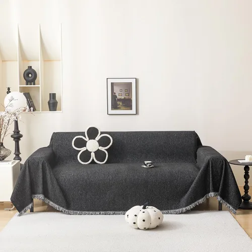 Vista 13 de MEETSKY Funda Negra de Silla de Tamaño Grande, Funda de Chenilla para Sillón/Sofá de 1 Cojín para Perro, Fundas de Sofá Protector de Muebles