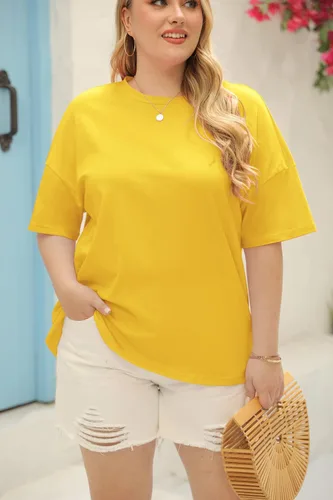 Vista 3 de Fisoew Women's Plus Size T Shirts Oversized Tees Summer Half Sleeve Crew Neck Tunic Tops