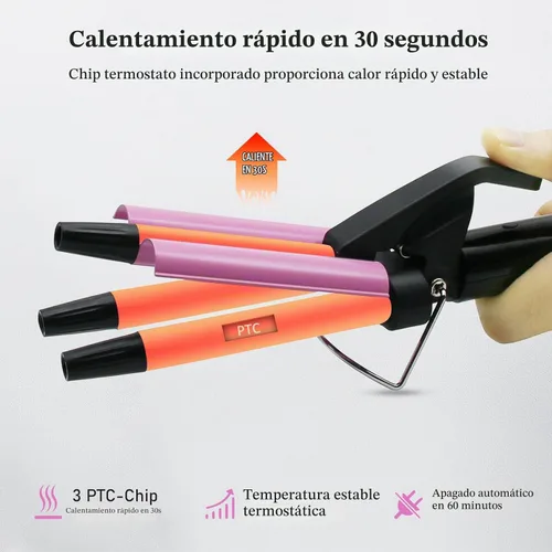 Vista 6 de janelove Crimpadora de cabello mejorada de 2 temperaturas ajustables, rizador de ondas de playa de 1/2 pulgada, rizador de cabello para cabello