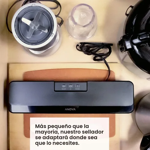 Vista 4 de Anova Culinary ANVS01-US00, sellador al vacío de precisión Anova , incluye 10 bolsas precortadas, para cocina al vacío y almacenamiento de alimentos.