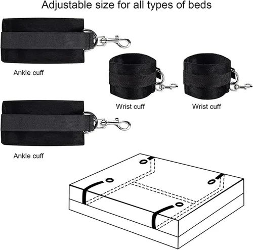 Vista 9 de Puños de mano para piernas, tobilleras y muñecas, cuerdas y cordones para adultos, correas para cama de juego para adultos, cama matrimonial