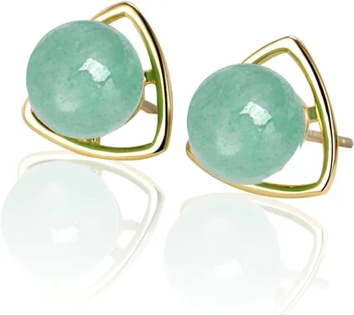 Vista 80 de Jade Earrings Studs,Green Jade Earrings for Women,925 Sterling Silver Earrings Studs for Sensitive Ears,Handmade Jade Earrings for Birthday