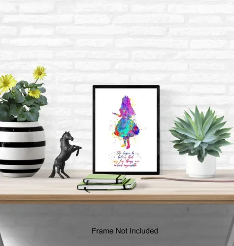 Vista 5 de Cita inspiradora – Impresión artística de pared del país de las maravillas de Alicia – Gran regalo motivacional – Póster de decoración de habitación