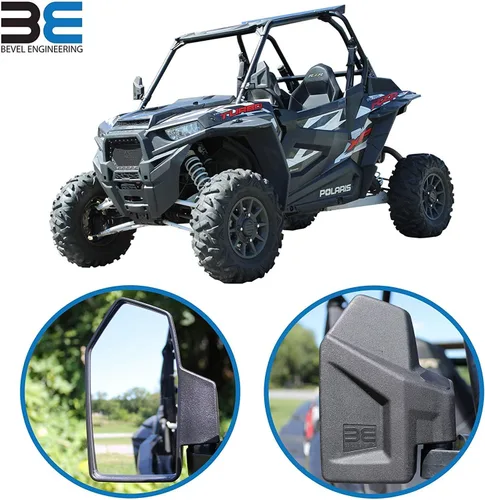 Vista 2 de UTV Kit de espejo retrovisor lateral (paquete de 2) – Compatible con barra redonda de jaula enrollable de 1.6 a 2 pulgadas – Se rompe y ajustable