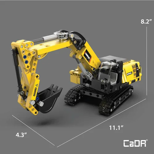 Vista 7 de CADA Bricks Kit de construcción de excavadora – Juguete de construcción de 467 piezas, brazo funcional, cubo de trabajo, rotación de 360°