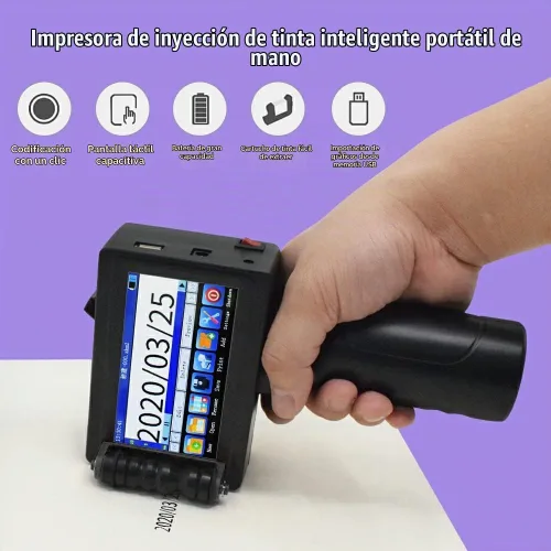 Vista 2 de TOAUTO - Impresora portátil inteligente de inyección de tinta de secado rápido con pantalla táctil LED de 3.7 pulgadas, impresora para codificación