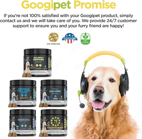 Vista 8 de Googipet - Masticables para alergias para perros, alivio de alergias de temporada y alivio de la picazón en la piel, suplemento para la piel