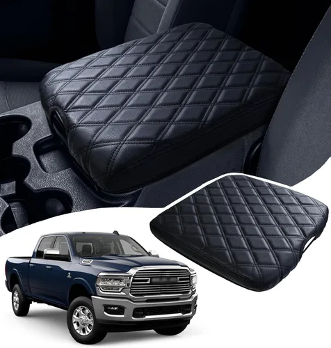 Vista 10 de Sinvanho Funda de consola central para Ram 1500 2013-2018 y Dodge Ram 2500/3500/1500 2013-2024 modelo clásico, funda de cuero sintético para Asiento