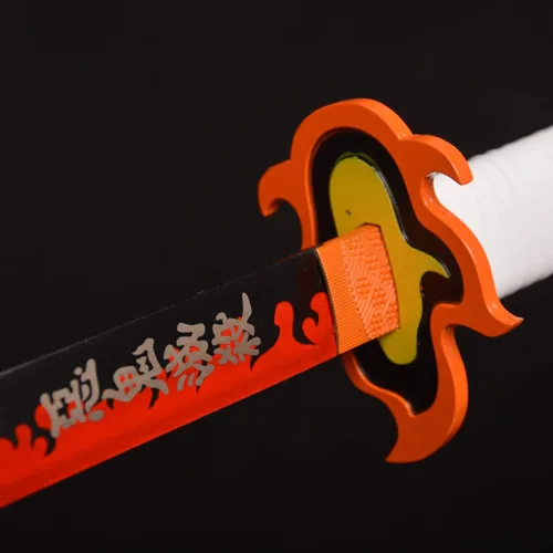 Vista 7 de Sword fort - Katana de acero al carbono de metal real, espada Katana de RengokuTanjiroInosuke de anime Demon Slayer, alrededor de 41 pulgadas