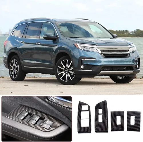 Vista 7 de 4 piezas Panel de Interruptor de Elevación de Ventana Marco Cubierta Moldura para Honda Pilot 2016-2022/Passport 2019-2023, Material ABS Accesorios