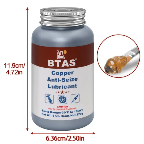 Vista 7 de BTAS Lubricante de grasa antiagarrotamiento de cobre de alta temperatura nunca antiapoderarse compuesto para pernos de bujía 8 oz