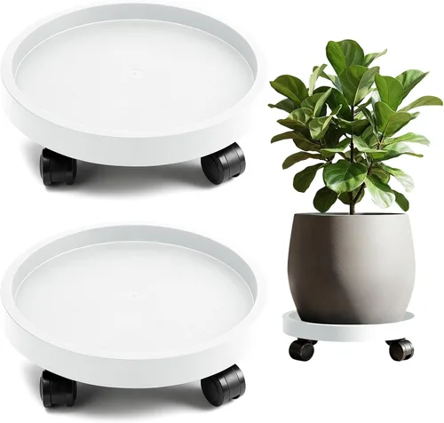 Vista 8 de Paquete de 2 organizadores para plantas con ruedas, soportes Negro