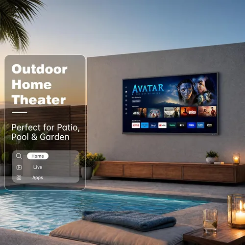 Vista 5 de TV al aire libre de 55 pulgadas 4K UHD Smart TV, 1000 Nit Parcial Sun