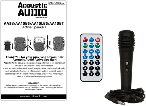 Vista 6 de Acoustic Audio by Goldwood 1000W Altavoz Bluetooth con LED intermitente, gran sistema de sonido PA enchufable con soporte, micrófono y control