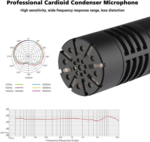 Vista 2 de TAKSTAR Micrófono de instrumento con clip, condensador cardioide micrófono de instrumento profesional, micrófono de cabeza de sonido de diafragma