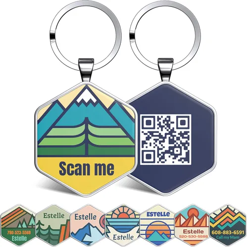 Vista 16 de Etiqueta de perro con código QR, etiquetas de identificación para mascotas, etiquetas de perro personalizadas para mascotas, etiquetas