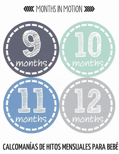 Vista 4 de Calcomanías mensuales para bebé, calcomanías de hitos para bebé, calcomanías para niño recién nacido, calcomanías de mes para bebé niño, calcomanías