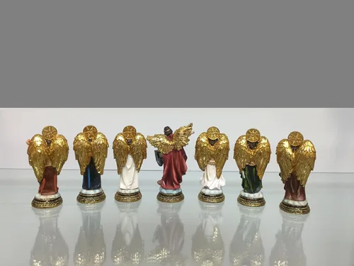 Vista 2 de Love's Gift Estatua de siete arcángeles de 6 pulgadas, juego completo de siete ángeles, colección sagrada, decoración religiosa, escultura de Pascua