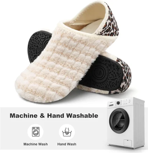 Vista 6 de XIHALOOK Pantuflas de casa para mujeres y hombres, zapatos de calcetín acogedores con suela de goma suave para interiores y exteriores