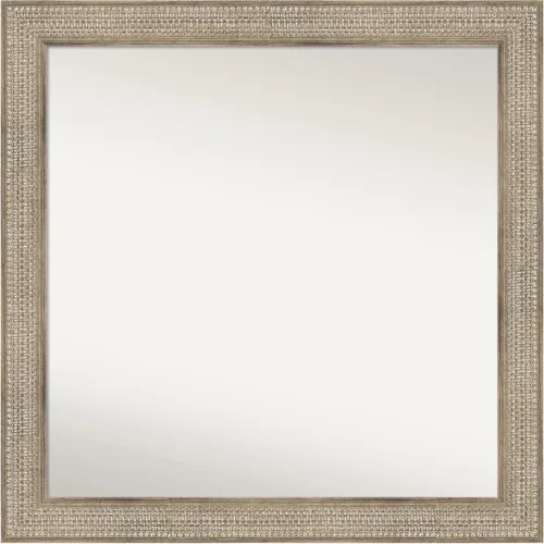 Vista 375 de Amanti Art Espejo de baño plateado para sobre fregadero, 26 x 26 pulgadas, espejo cuadrado de níquel pulido, marco de madera tradicional mediano, se