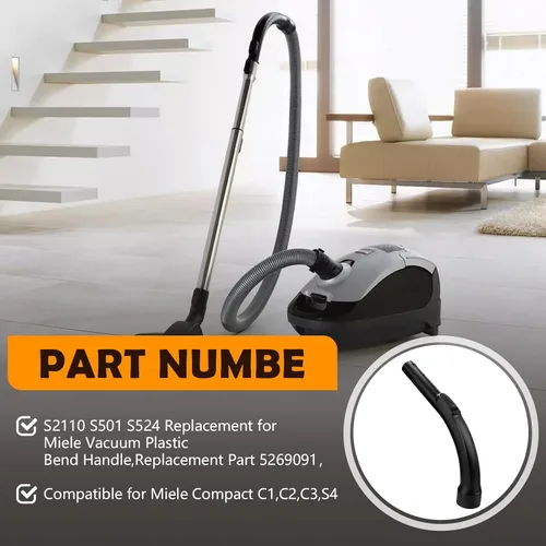 Vista 2 de S2110 S501 S524 Reemplazo para mango curvado de plástico Miele para aspiradora, pieza de repuesto 5269091-Completa C1, C2, C3 y todas