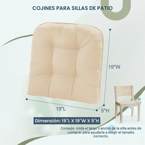 Vista 6 de downluxe Juego de 2 cojines para sillas de exterior para muebles de patio, cojines impermeables acolchados rellenos para muebles de patio, cojín