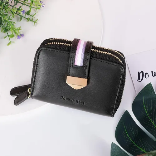 Vista 3 de Cartera de tarjetas para mujer con protección RFID de hasta 24 ranuras para tarjetas Negro Cartera RFID