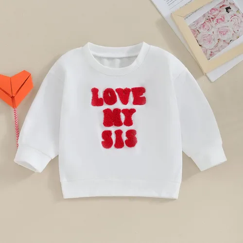 Vista 2 de SOLILOQUY Traje de San Valentín para bebé, niña, niño, amor, estampado de corazón, sudadera de manga larga, sudadera de otoño para bebé
