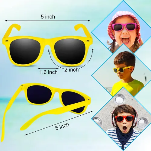 Vista 4 de GINMIC Gafas de sol para niños, regalos de fiesta, paquete de 12 lentes de sol neón para niños, niños y niñas, gran regalo para suministros